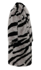 Trendy Faux Fur Zebra Print Coat