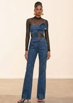 Pippa Bow Detail Denim Top