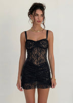 Lillian Lace Mini Dress In Black
