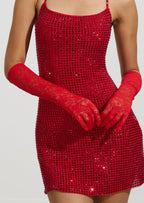 Long Lace Gloves In Red