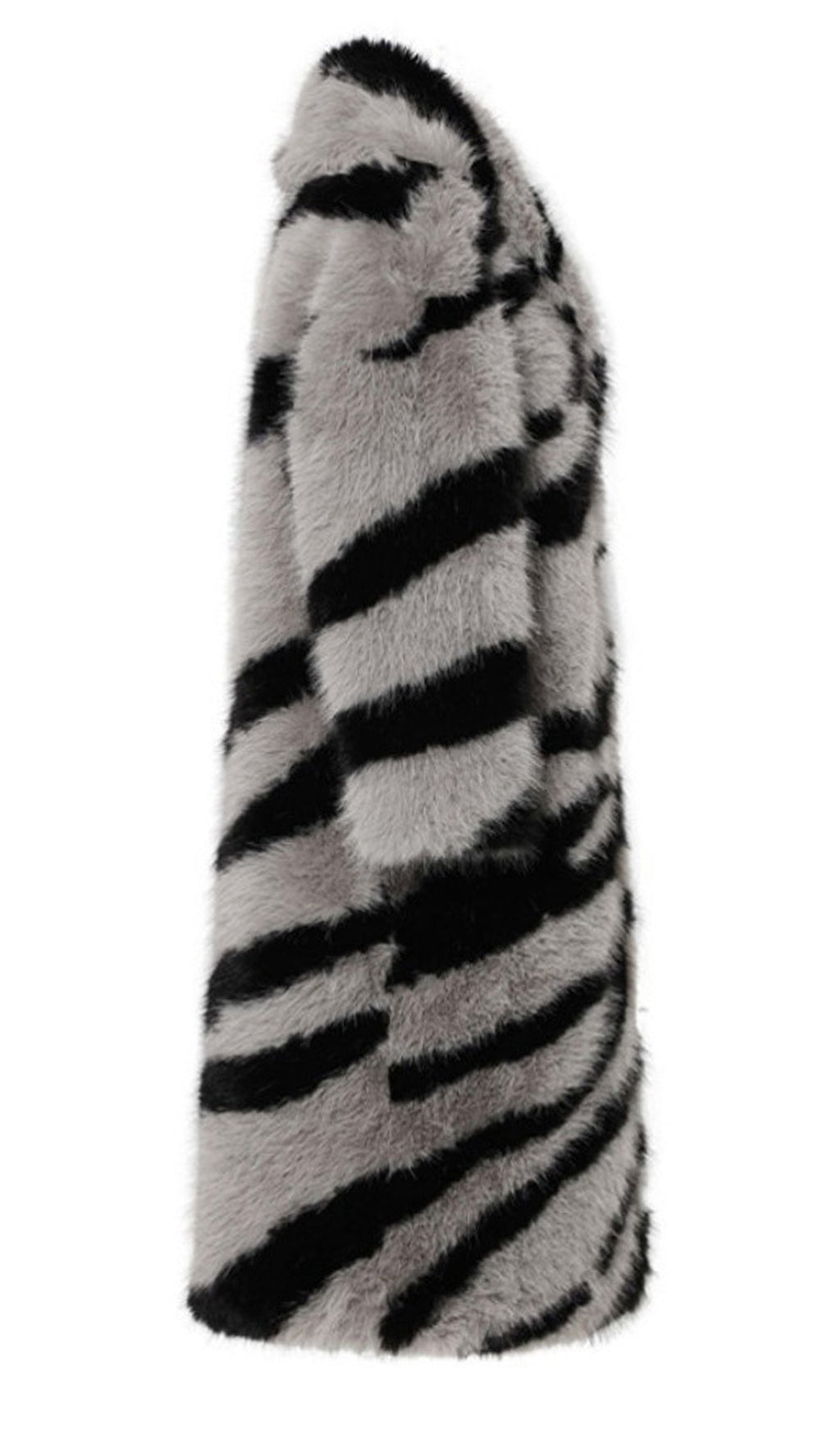 Trendy Faux Fur Zebra Print Coat