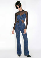 Pippa Bow Detail Denim Top