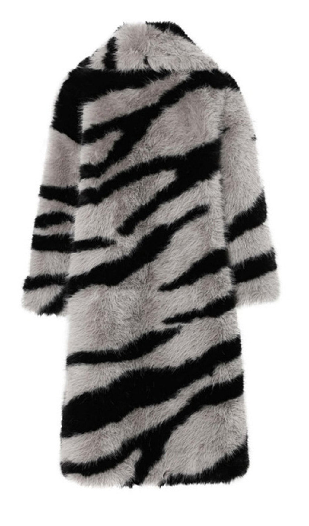 Trendy Faux Fur Zebra Print Coat