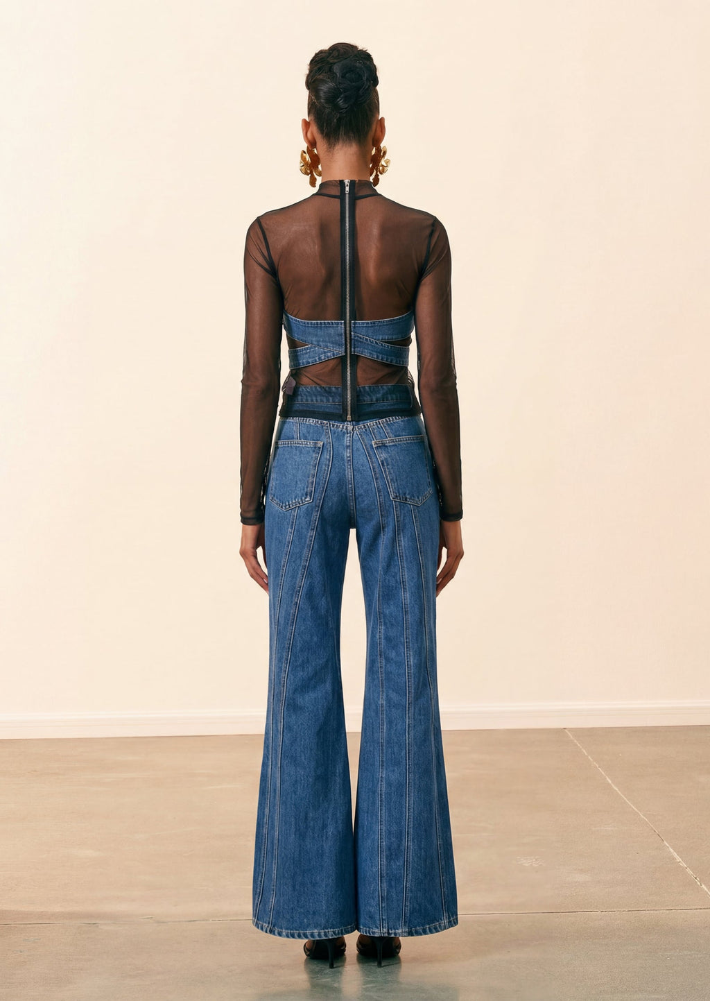 Pippa Bow Detail Denim Top