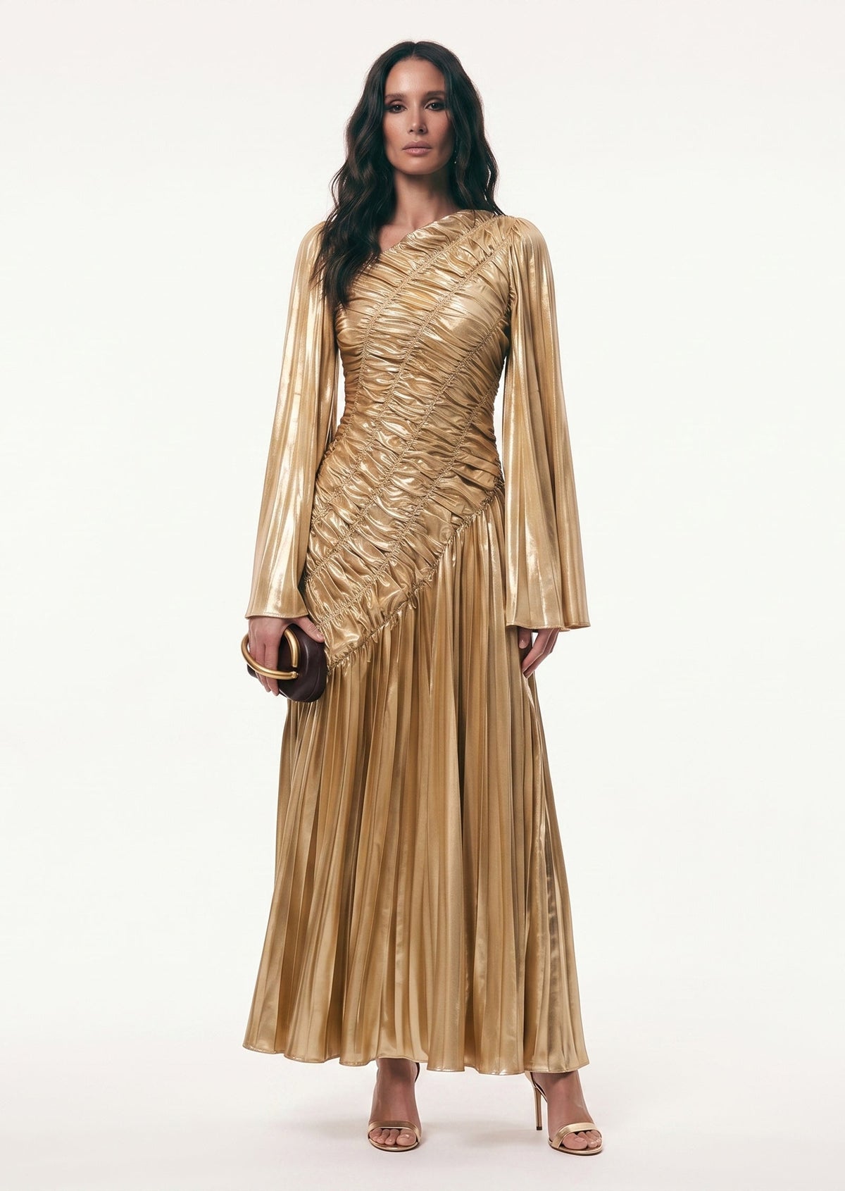 Metallic Ruffled Maxi Dress