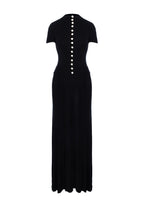 Short Sleeved Sheer Button Maxi Dress In Black