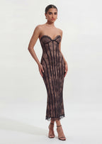 Sian Maxi Dress In Black Floral Lace
