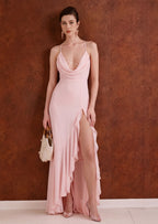 Xulia Chiffon Cowl-Neck Maxi Dress