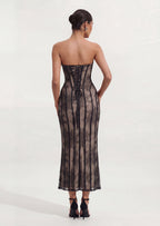 Sian Maxi Dress In Black Floral Lace