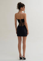 Sleeveless Mini Dress With Lace In Black