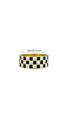 Black and White Plaid Checkerboard Rings