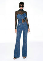 Pippa Bow Detail Denim Top