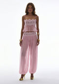 Luenie Chiffon Top & Pant Two Piece Set In Pink