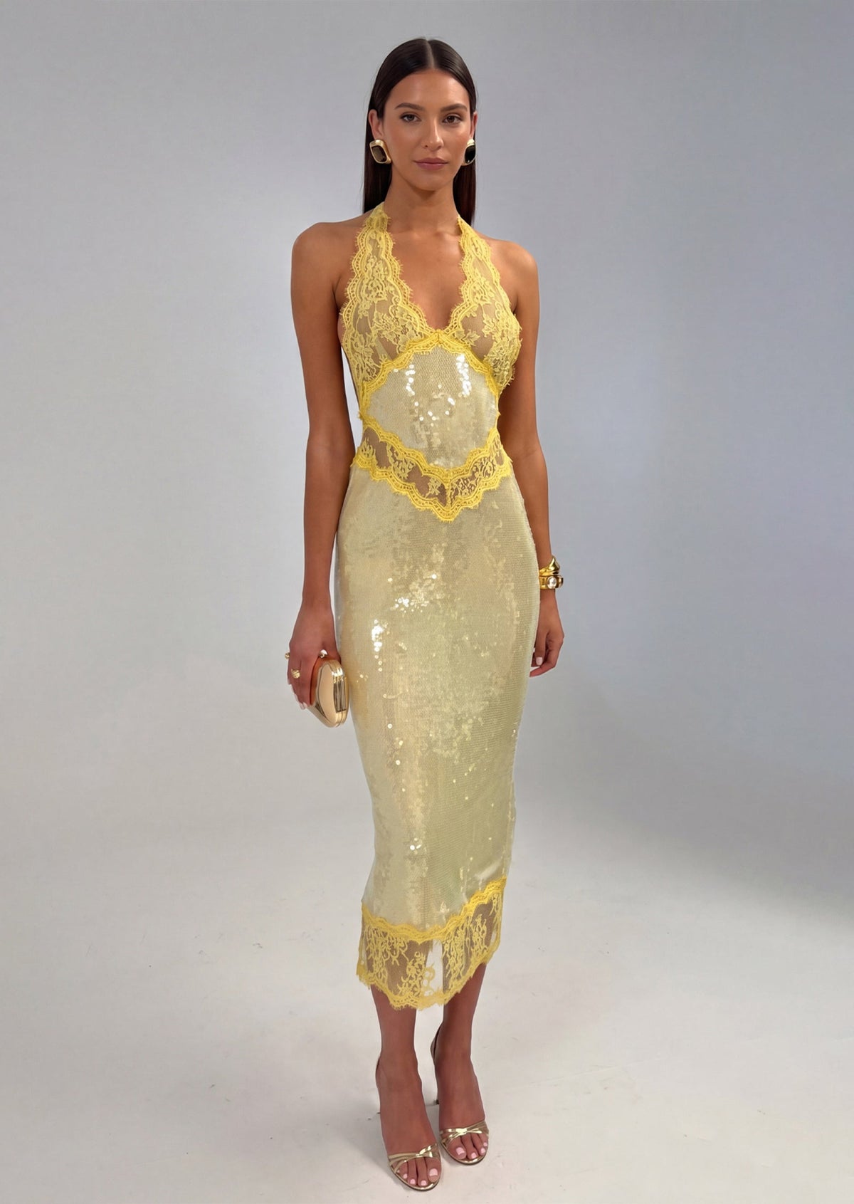 Julieta Sequin Lace Midi Dress