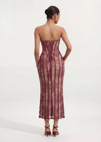 Sian Maxi Dress In Burgundy Floral Lace