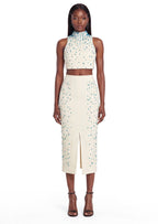 Embellished Midi Two Piece Dress In White