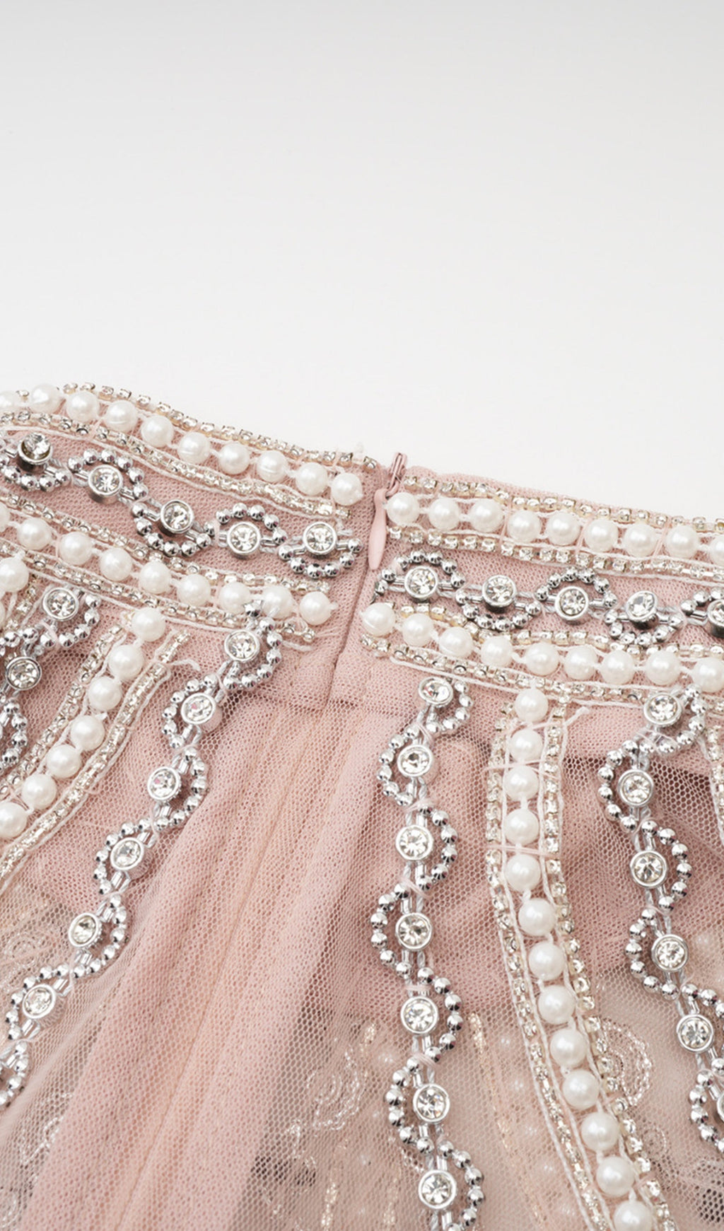 Long Sleeve Beads Pearls Mesh Maxi Layered Dress