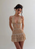 Open Back Mini Dress In Diamond Sand