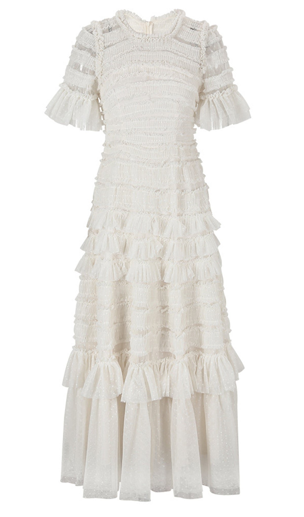 Valentine Ruffle Gown In Tulle Mesh