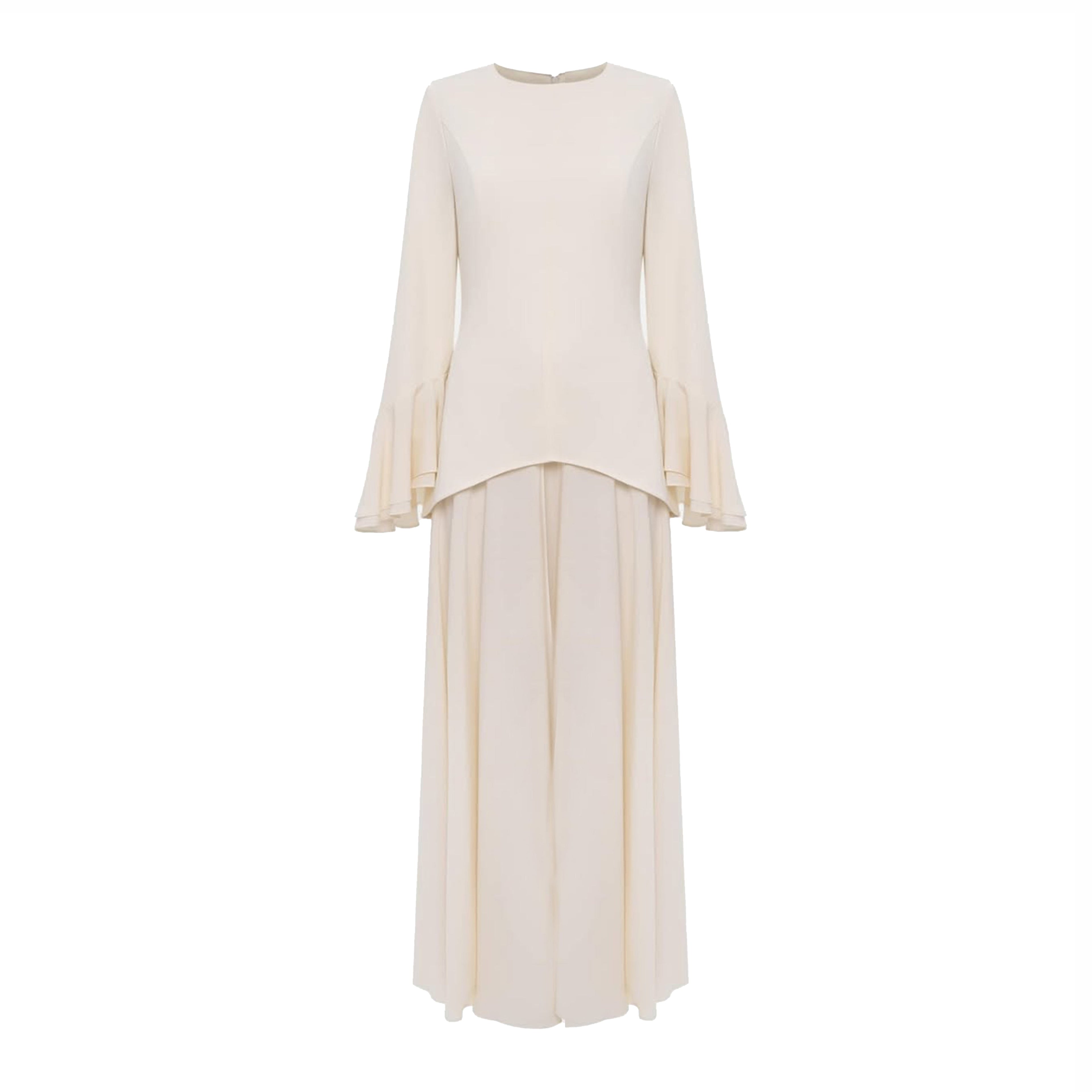 Asymmetrical Draped Bodice Ruffle Maxi Dress