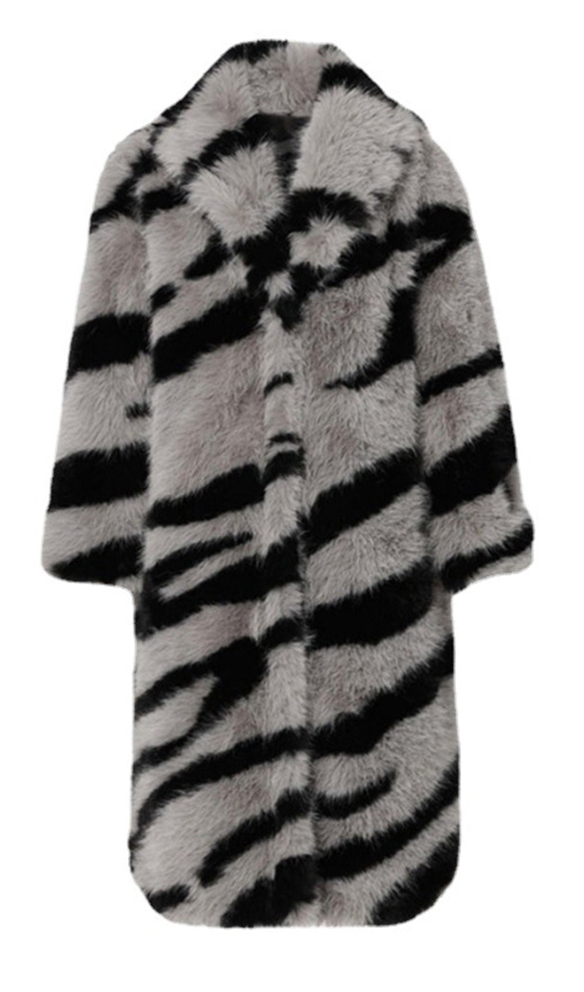 Trendy Faux Fur Zebra Print Coat