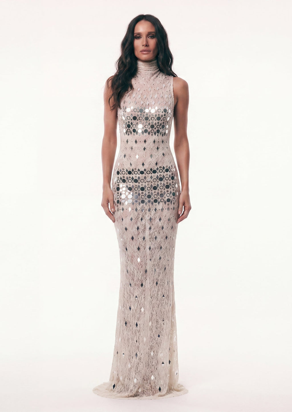 Colette High Neck Lace Maxi Dress In White