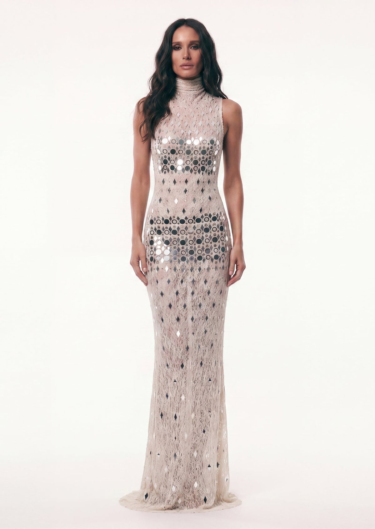 Colette High Neck Lace Maxi Dress In White