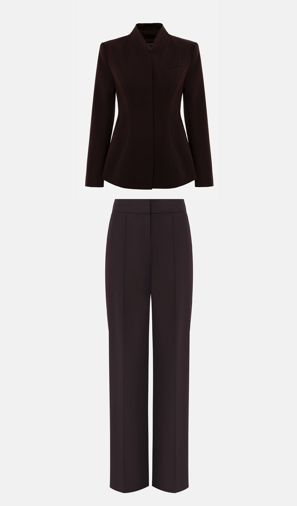 Fitted Jacket With High Collar & Maxi Pants