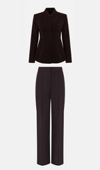 Fitted Jacket With High Collar & Maxi Pants