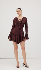 Ruffled Satin Mini Dress