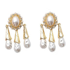Edda Pearl Teardrop Tassel Earrings