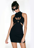 Noelle Cut Out Twist Mini Dress In Black