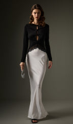 Open Twist Lace Maxi Dress In Black White