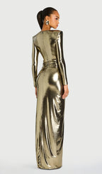 Metallic Slit Maxi Dress