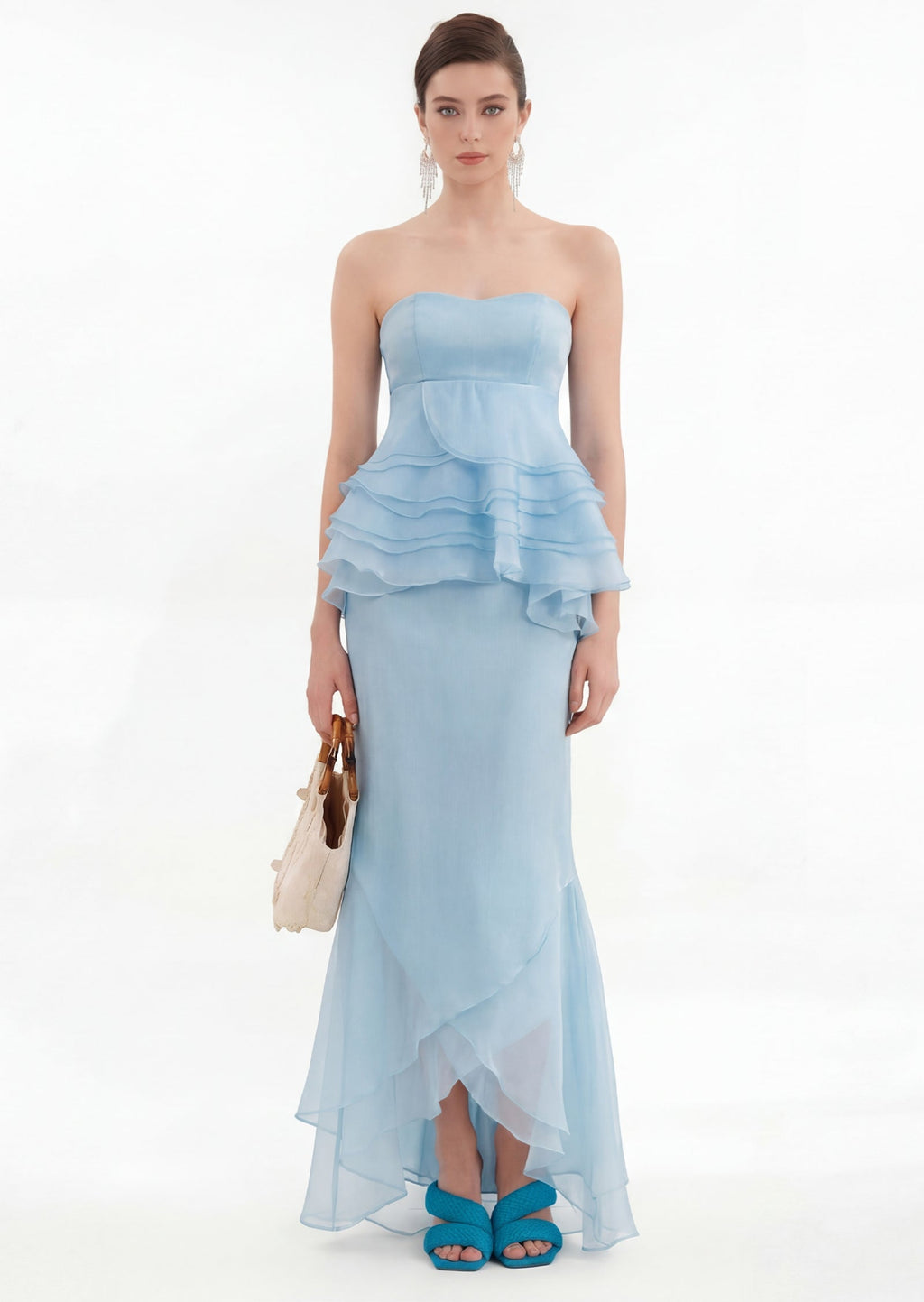 Persasy Two Pieces Layered Maxi Dress In Light Blue