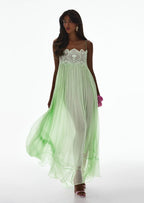 Vallea Chiffon Maxi Dress In Green