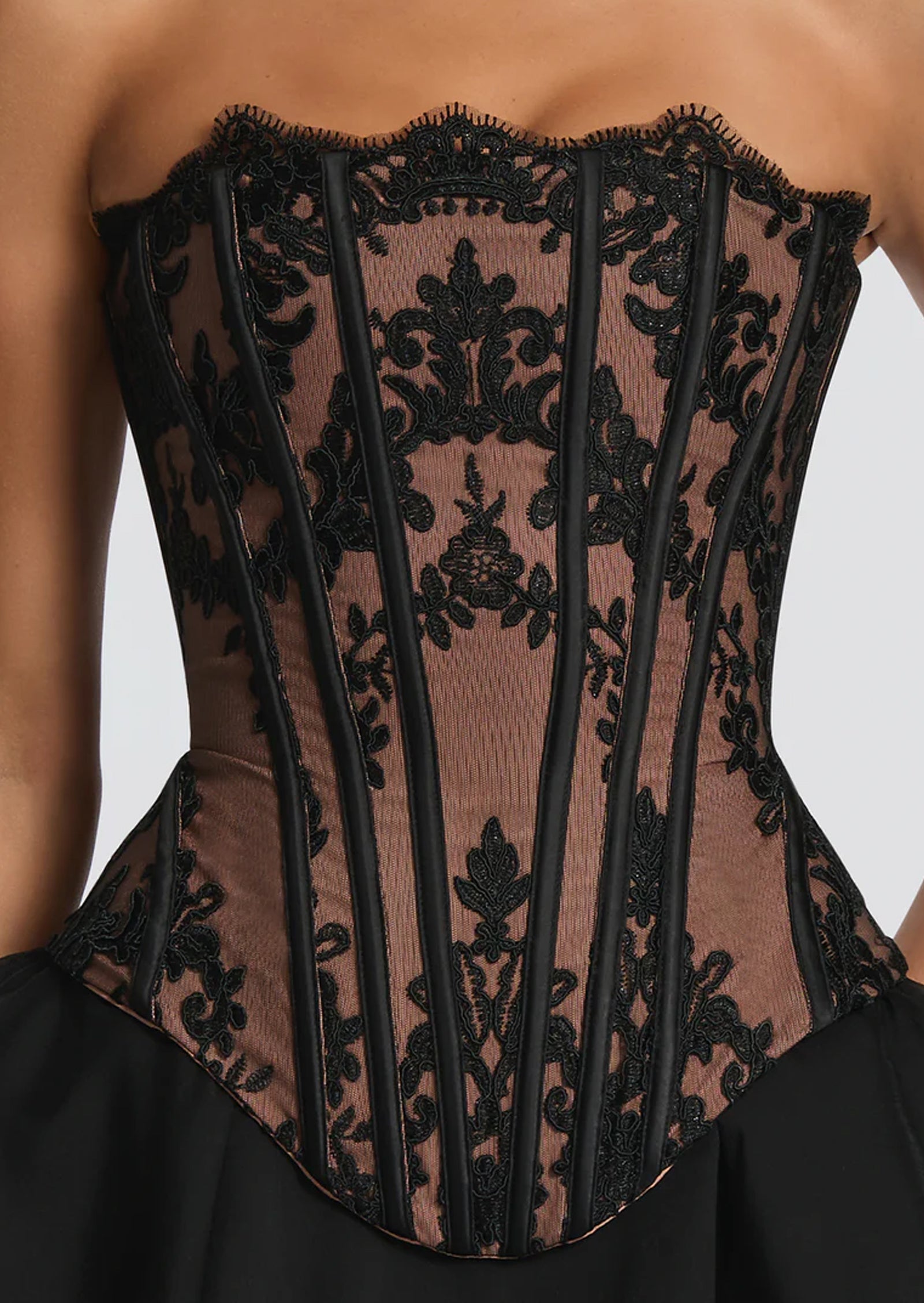 Bachué Corset Lace Mini Dress In Black