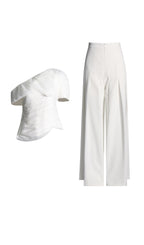 White Two Piece Pant Suit