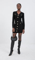Trendy V Neck Knitted Mini Dress