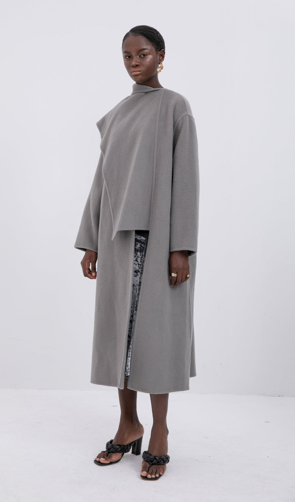 Trendy Oversized Cape Style Coat-Grey