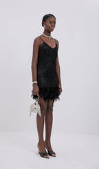 Feather Tassel Sequin Mini Dress