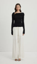 Loose Tie Pants White