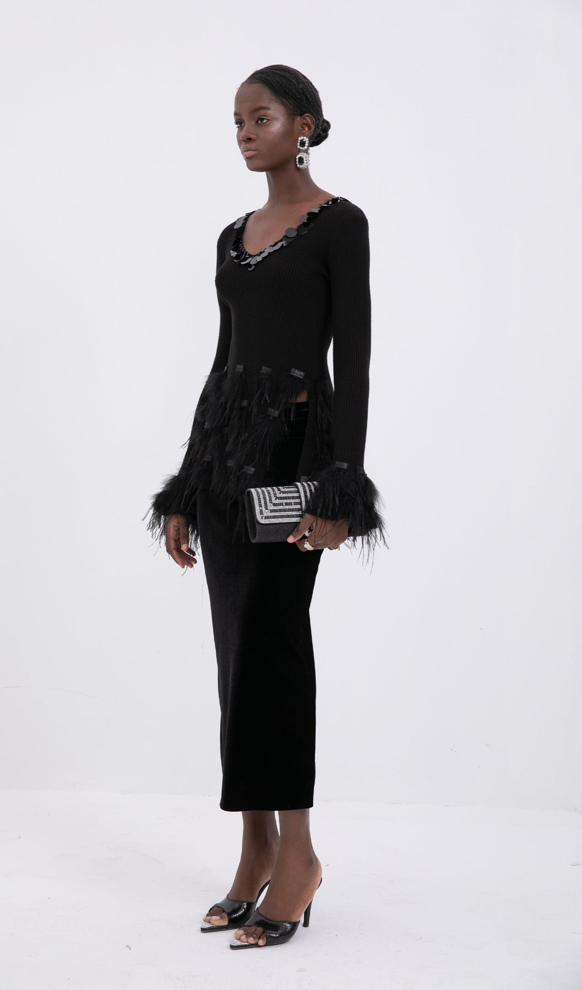 Knitted Feather Panel Top