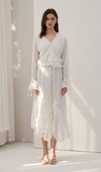 Solid Draped Midi Skirt