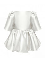 Puff Sleeve Ruffle Top In White