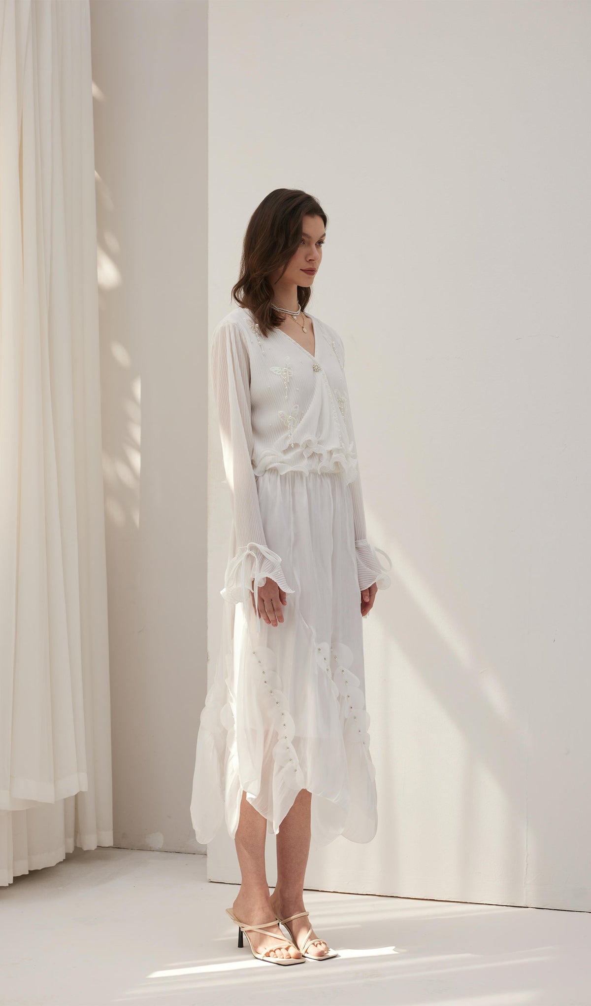Butterfly Embellished Ruffled Top