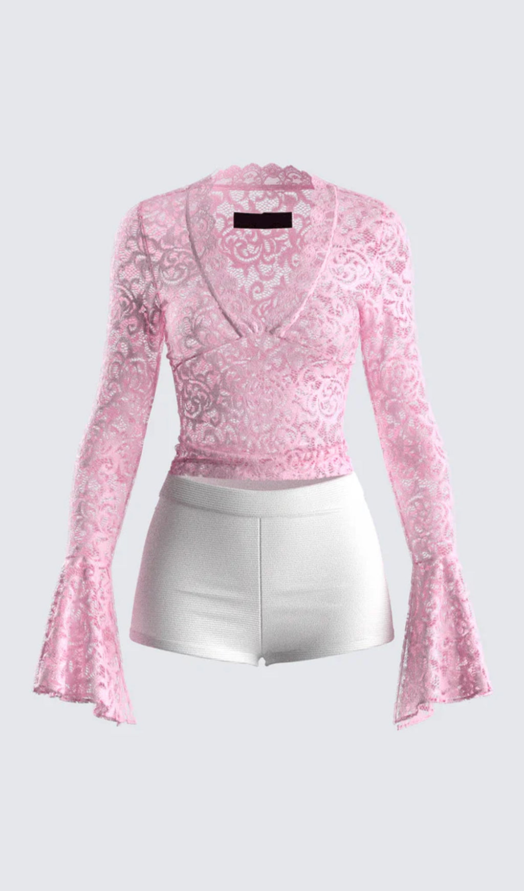 Pink V-Neck Lce Top