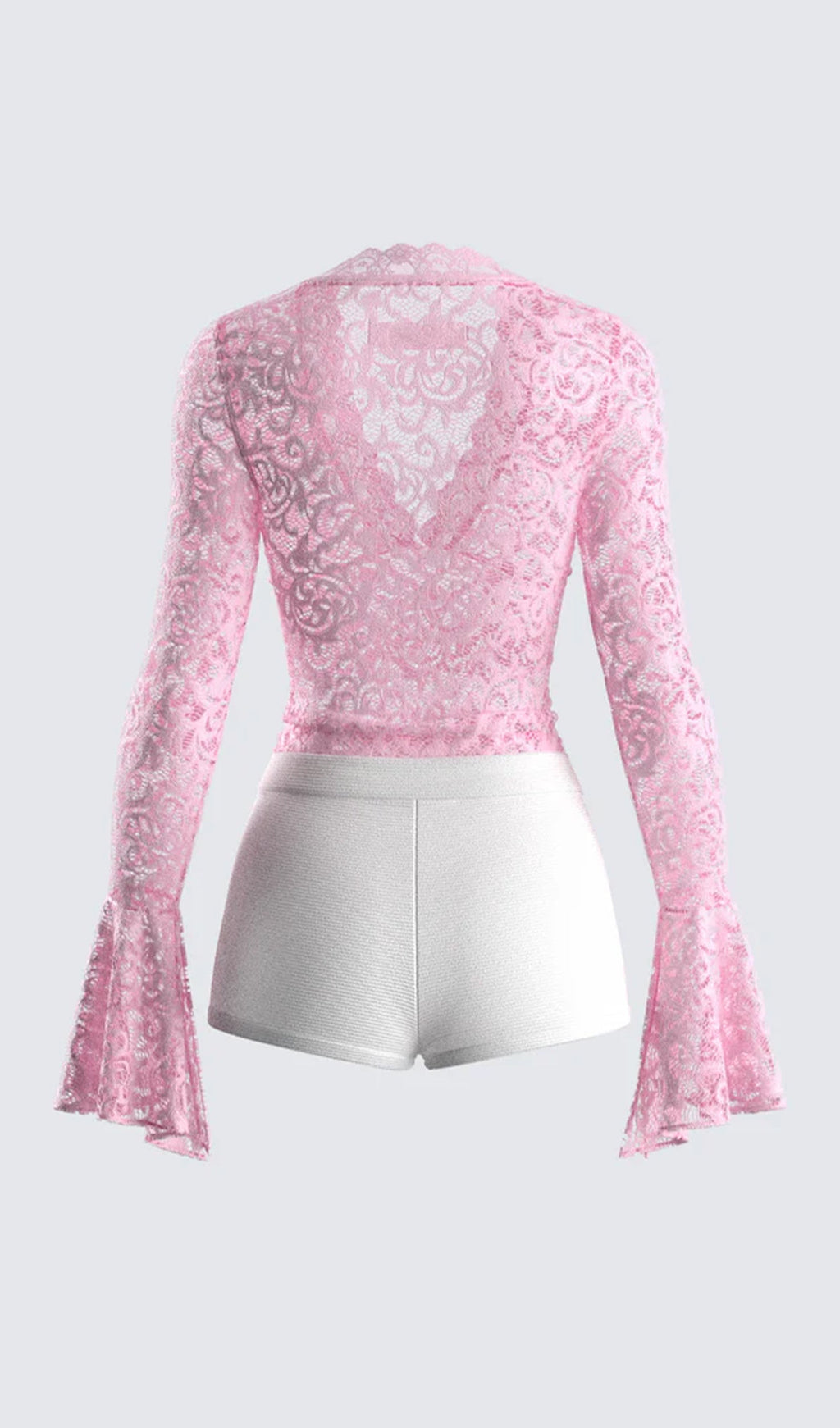 Pink V-Neck Lce Top