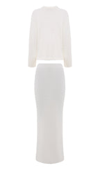 Fluffy Knitted Cardigan & Maxi Skirt Set