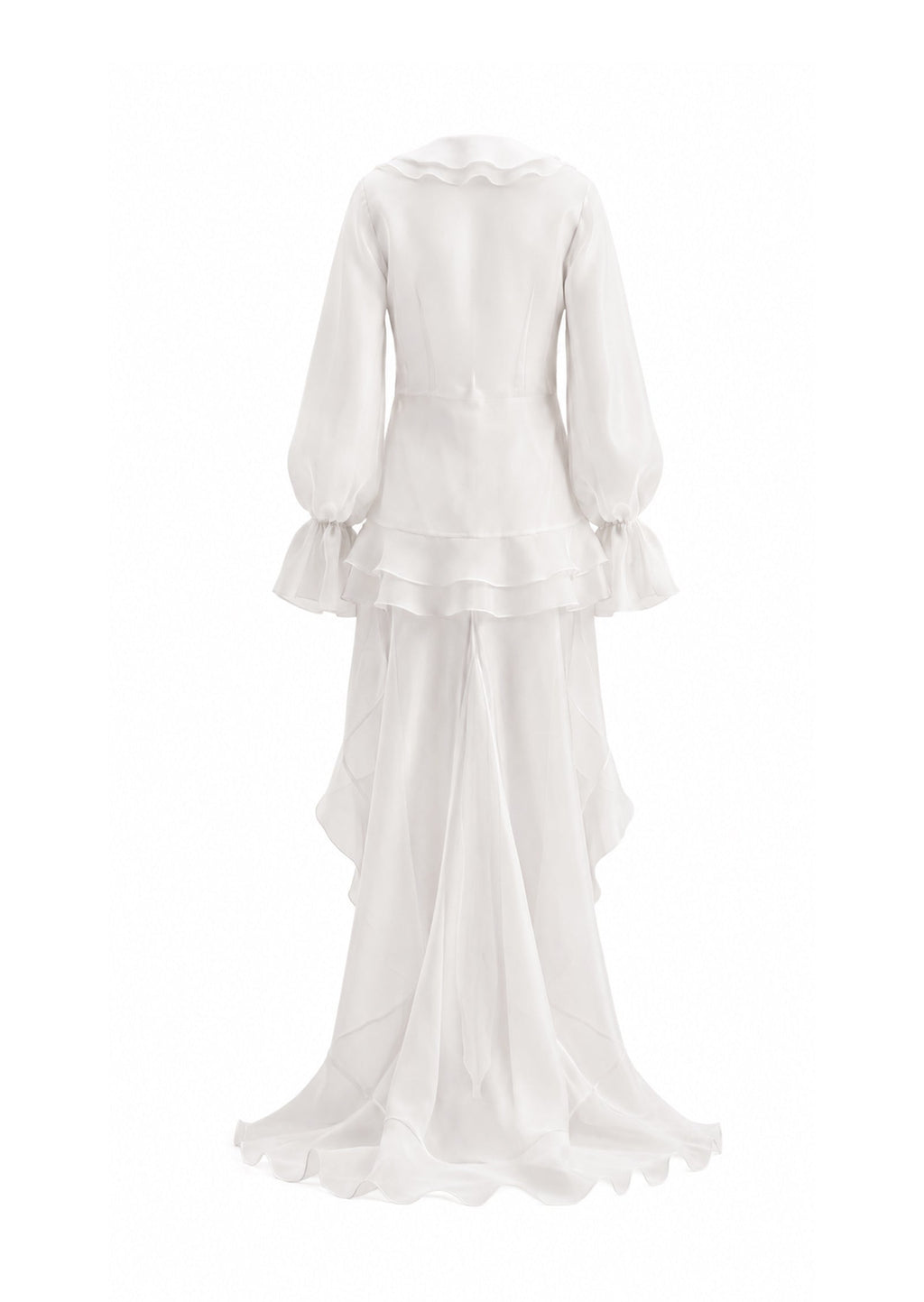 Acantha Plunging Neckline Chiffon Dress In White